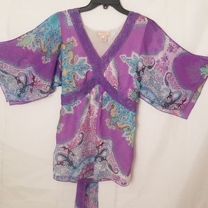 Purple Paisley Boho Swaui blouse